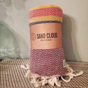 SandCloud Striped Maroon & Yellow Turkish Towel New